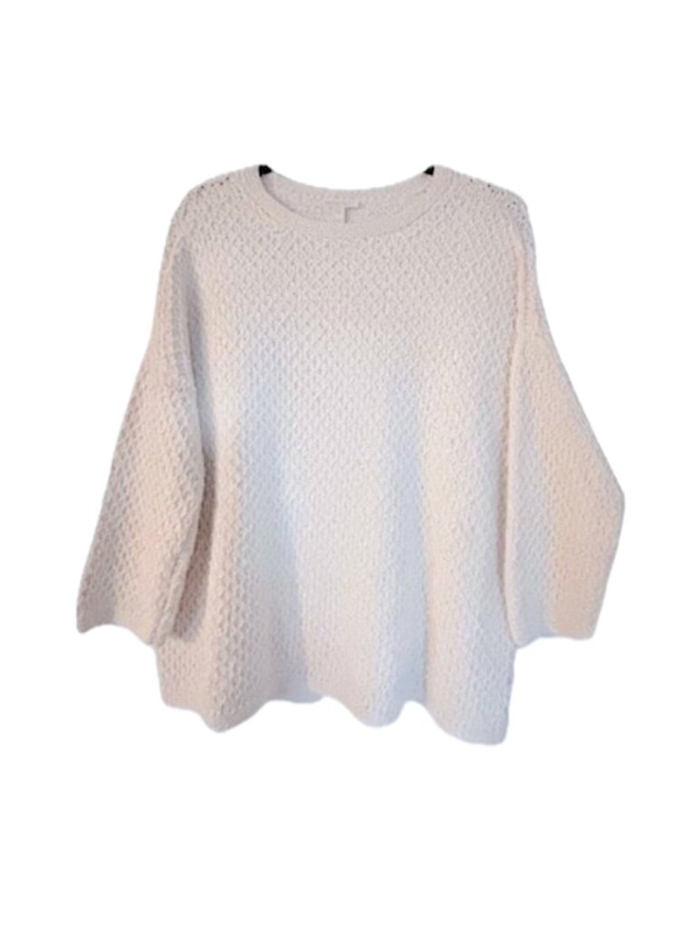 Eileen Fisher Organic Cotton Pullover Sweater Crew Neck 3/4 Sleeves Sz XS